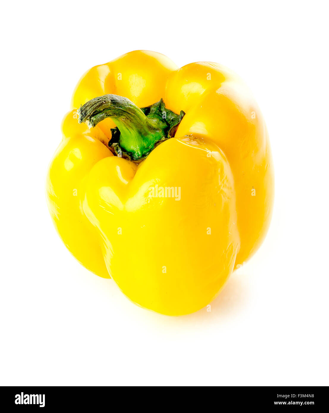 Isolierte Makro gelbe Paprika auf weiß Stockfoto
