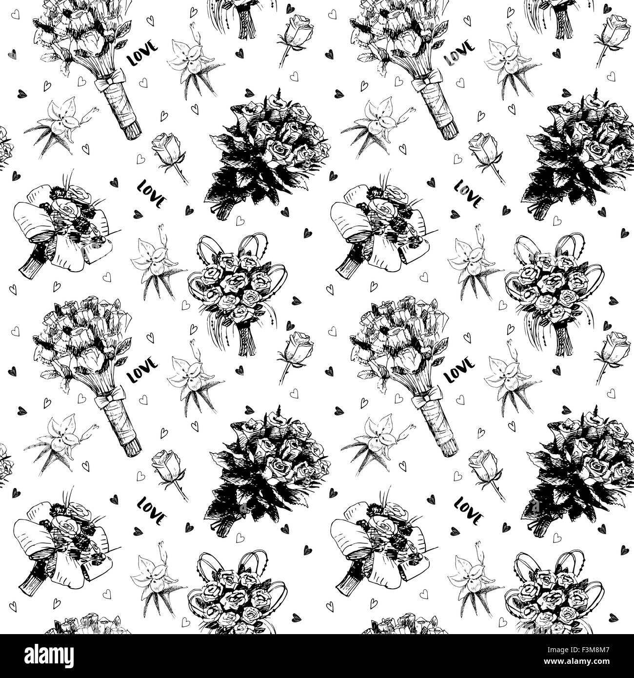 Handgezeichnete Liebe Symbole Stock Vektor