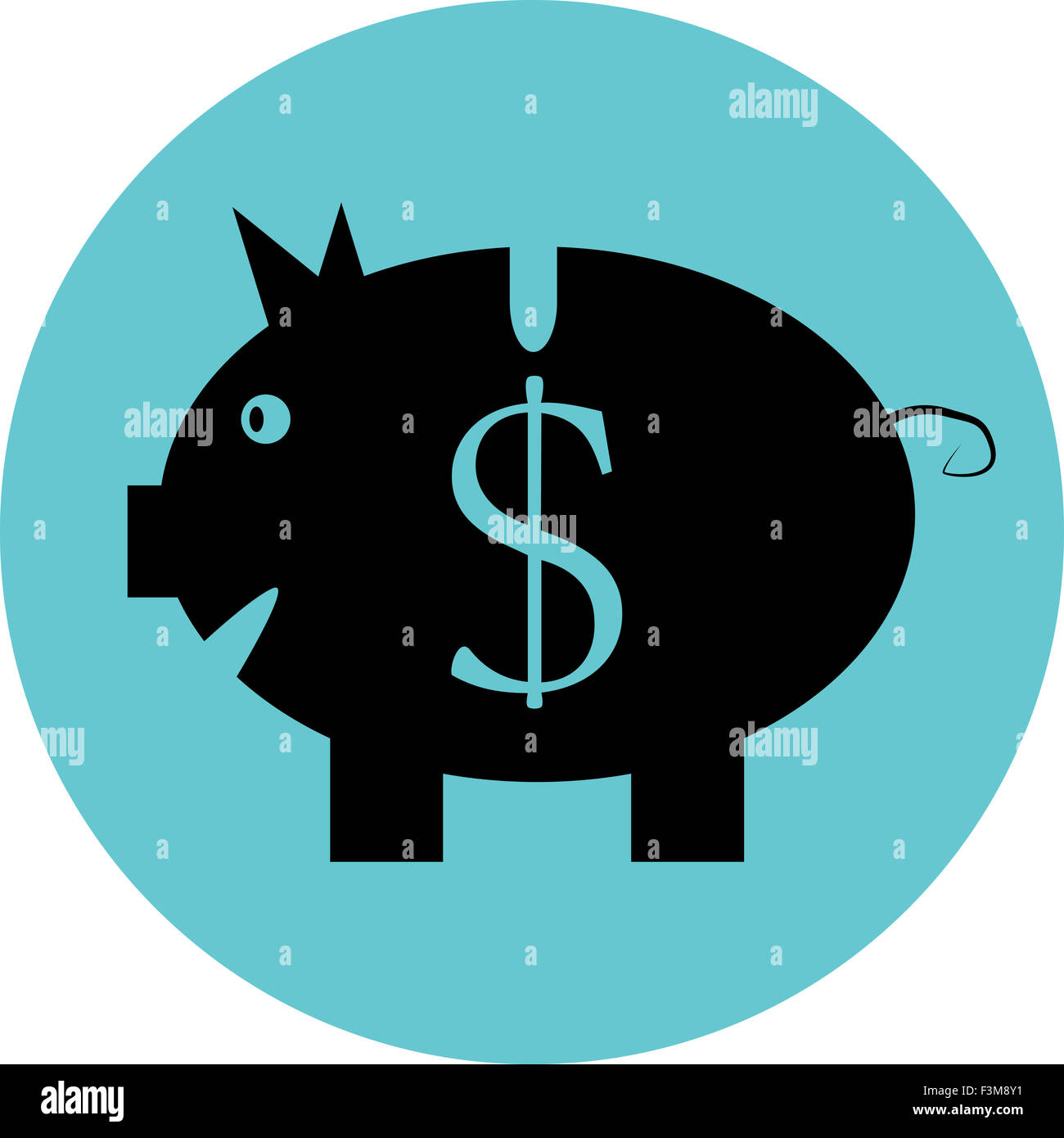 Sparschwein-Symbol. Finanzen Wirtschaft, Geldwährung, sparen, Investitionen, Schaltfläche "Banking", Geschäftskonto, Reichtum und Gewinn, Stockfoto