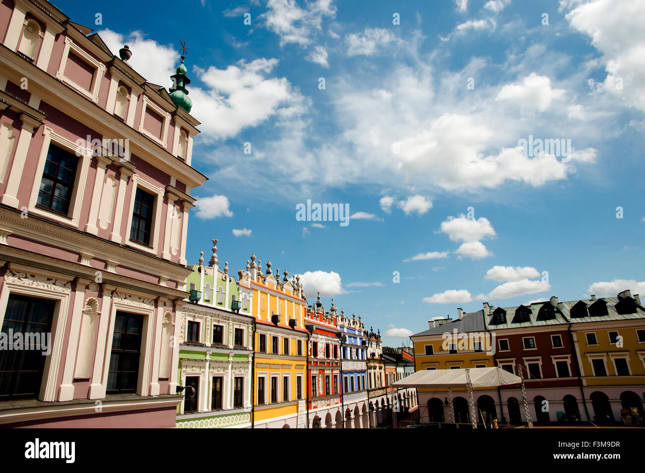 Bunte Fassaden - Zamosc City - Polen Stockfoto