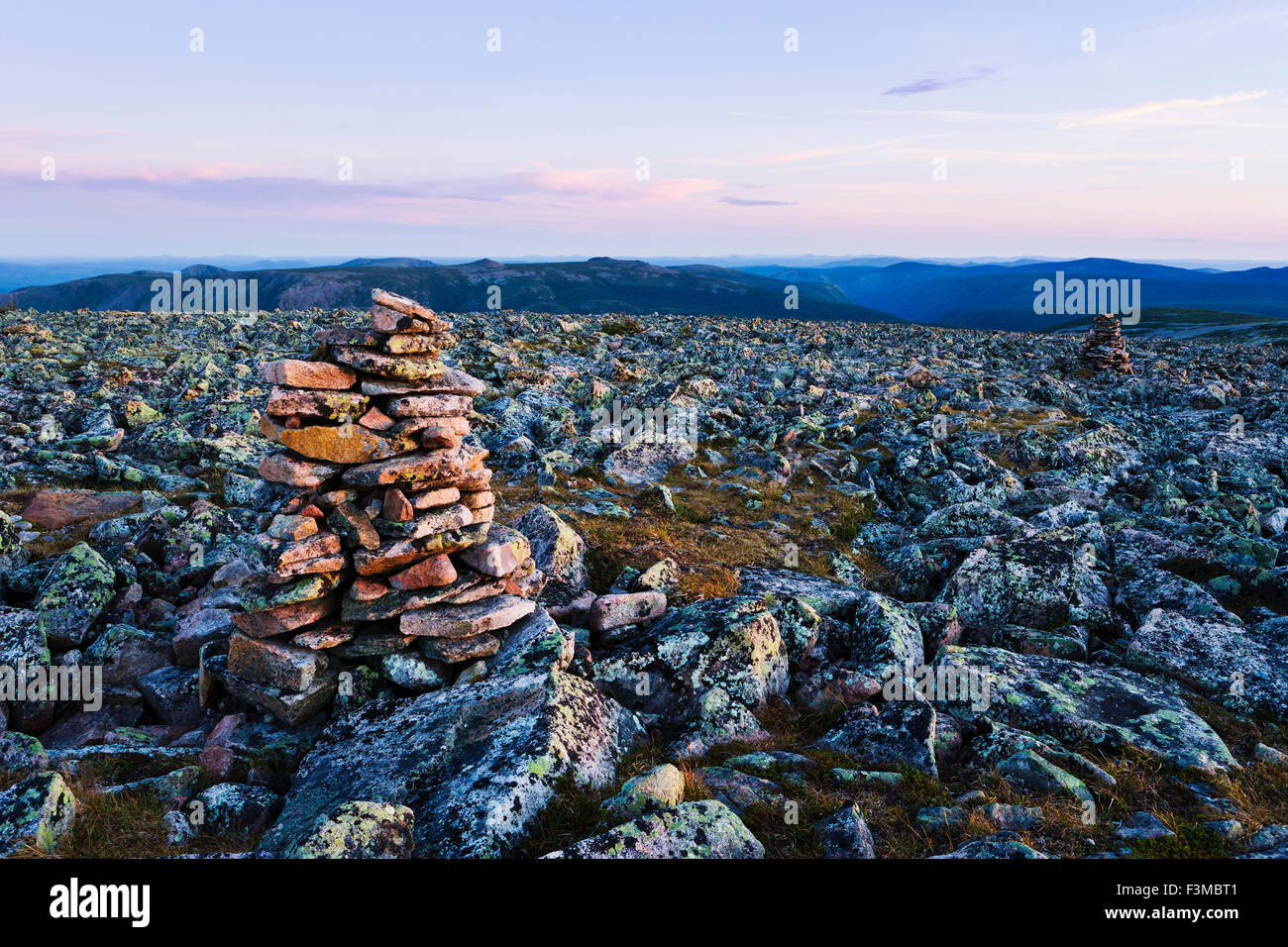 Cairn, Kanada Inukshuk, Wahrzeichen, Haufen, Quebec Stockfoto