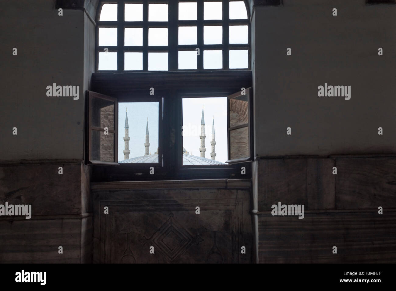 Blick auf die blaue Moschee, der Hagia Sophia (Ayasofya Camii) Istanbul, Türkei Stockfoto