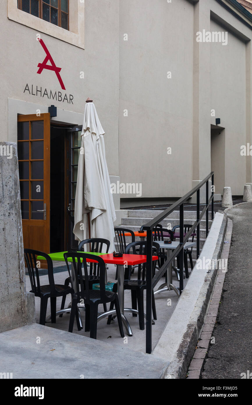 Bar öffnete vor kurzem in der renovierten alhambra Gebäude in Genf, Schweiz Stockfoto