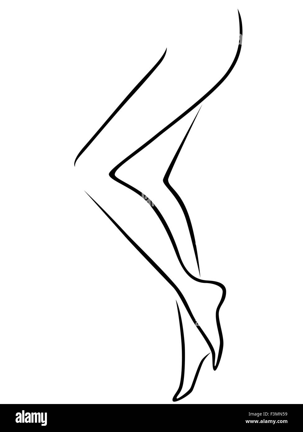 Anmutige weibliche Beine zu abstrahieren, von hand zeichnen Vektor-Gliederung Stock Vektor