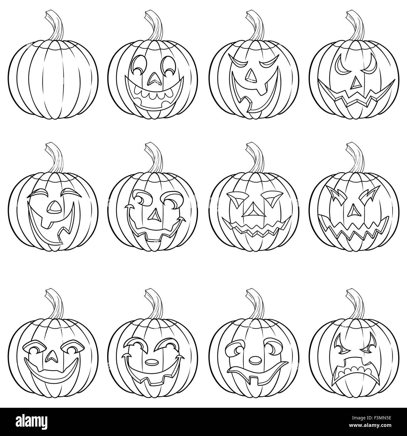 6er lustig Lächeln Kürbis Halloween-Set mit verschiedenen Gesicht