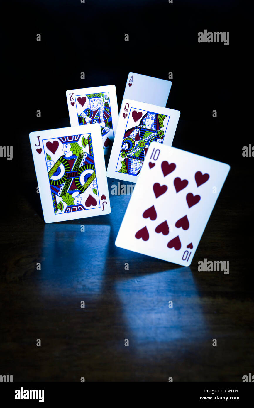 Ein Royal Flush, Trick Shot. Stockfoto