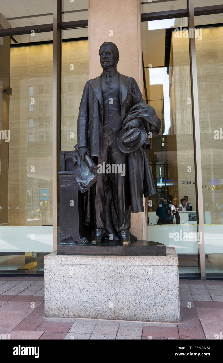 Samuel Rea Statue vor Madison Square Garden, New York City. Stockfoto