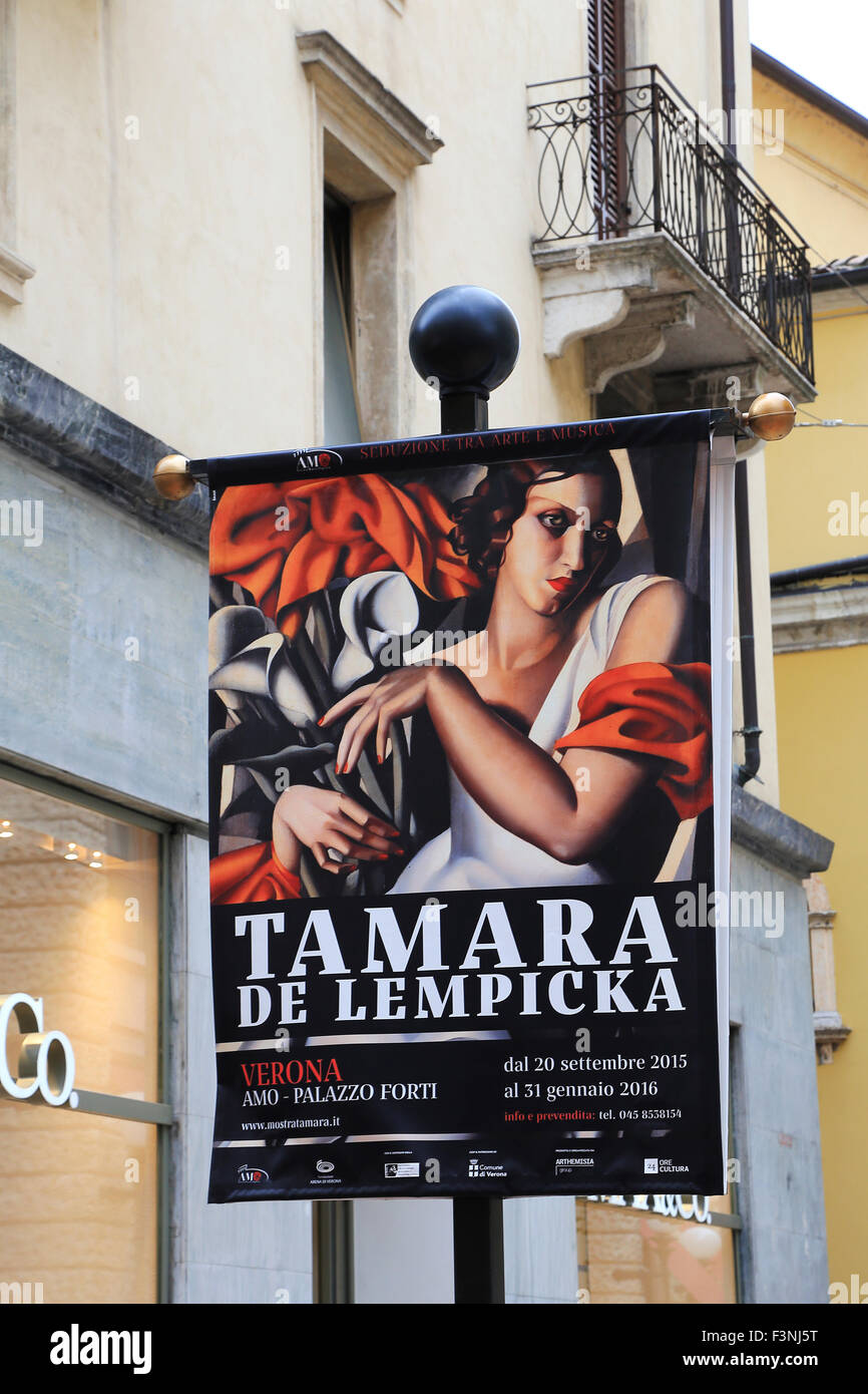 Tamara de Lempicka Plakat in Verona, Italien Stockfoto