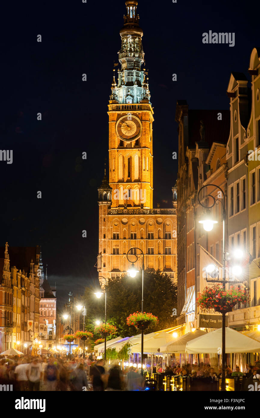 Dlugi Targ Gdansk Nacht historische Altstadt Polen Stockfoto