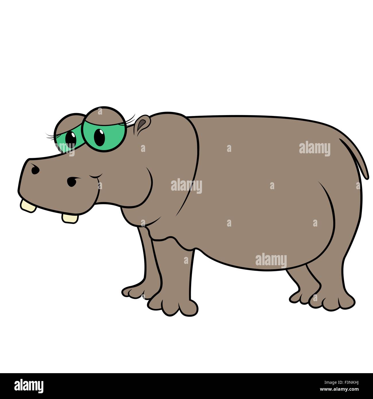 Nilpferd isoliert auf weißem Hintergrund. Handzeichnung Cartoon-Nilpferd-Vektor-illustration Stock Vektor