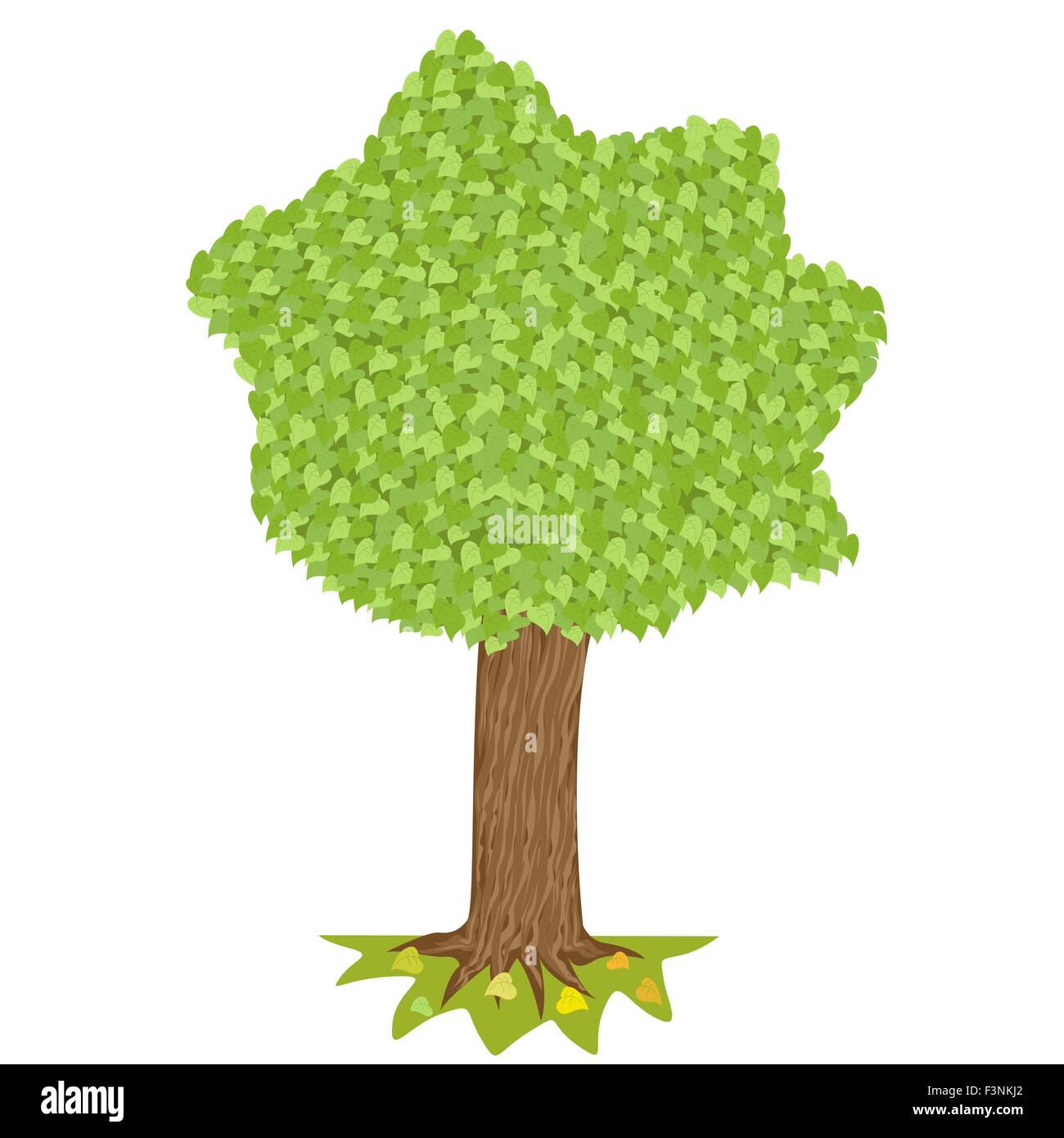 Baum mit grünen Krone isoliert auf weißem Hintergrund. Bearbeitbares Vektor-illustration Stock Vektor