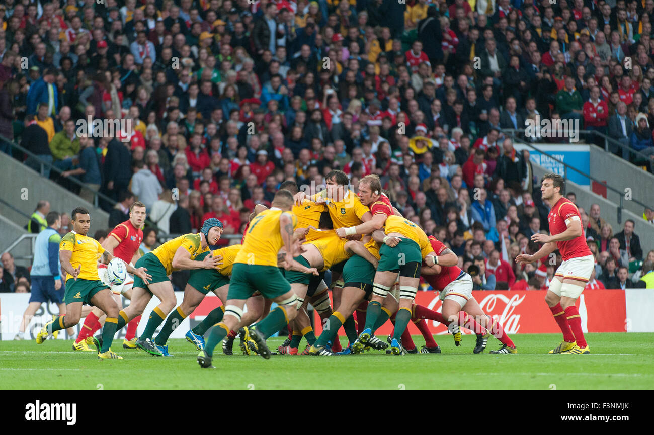 Twickenham Stadium, London, UK. 10. Oktober 2015. Deutschland Spiel gegen Wales Pool A der Rugby World Cup 2015. Endgültige Ergebnis Australien 15 - Wales 6. Bildnachweis: Sportsimages/Alamy Live-Nachrichten Stockfoto