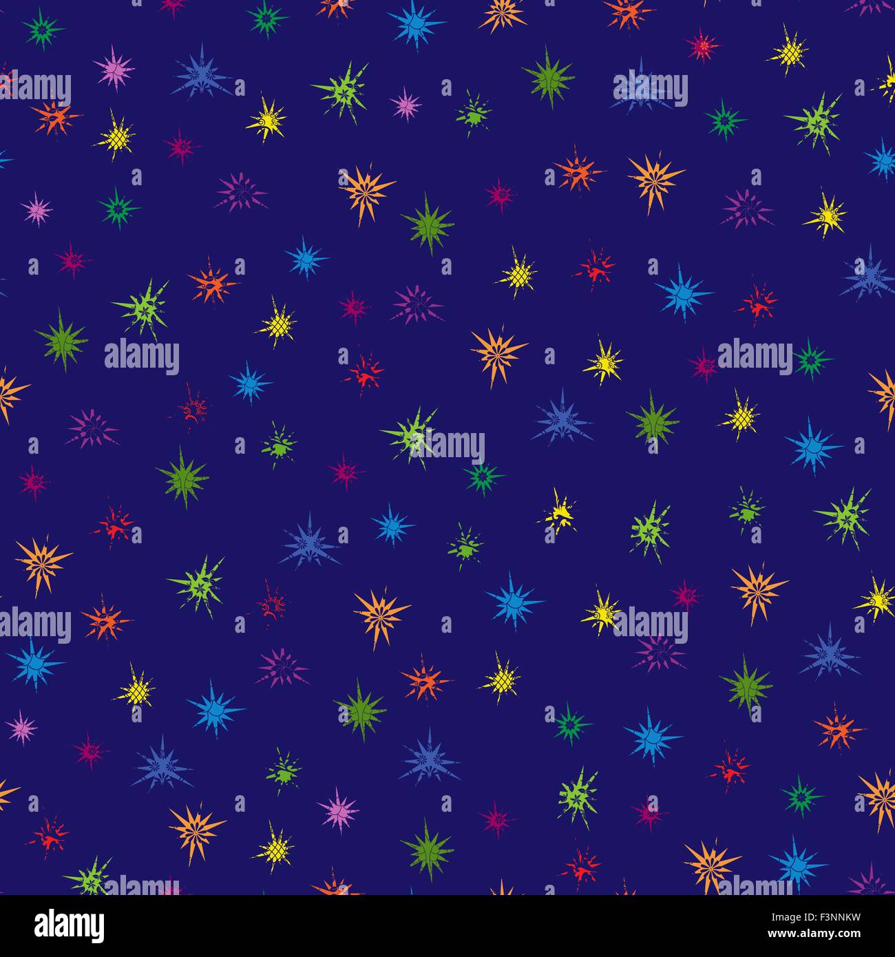 Multicolor dekorative Sterne Musterdesign mit blauem Hintergrund, Vektor-illustration Stock Vektor