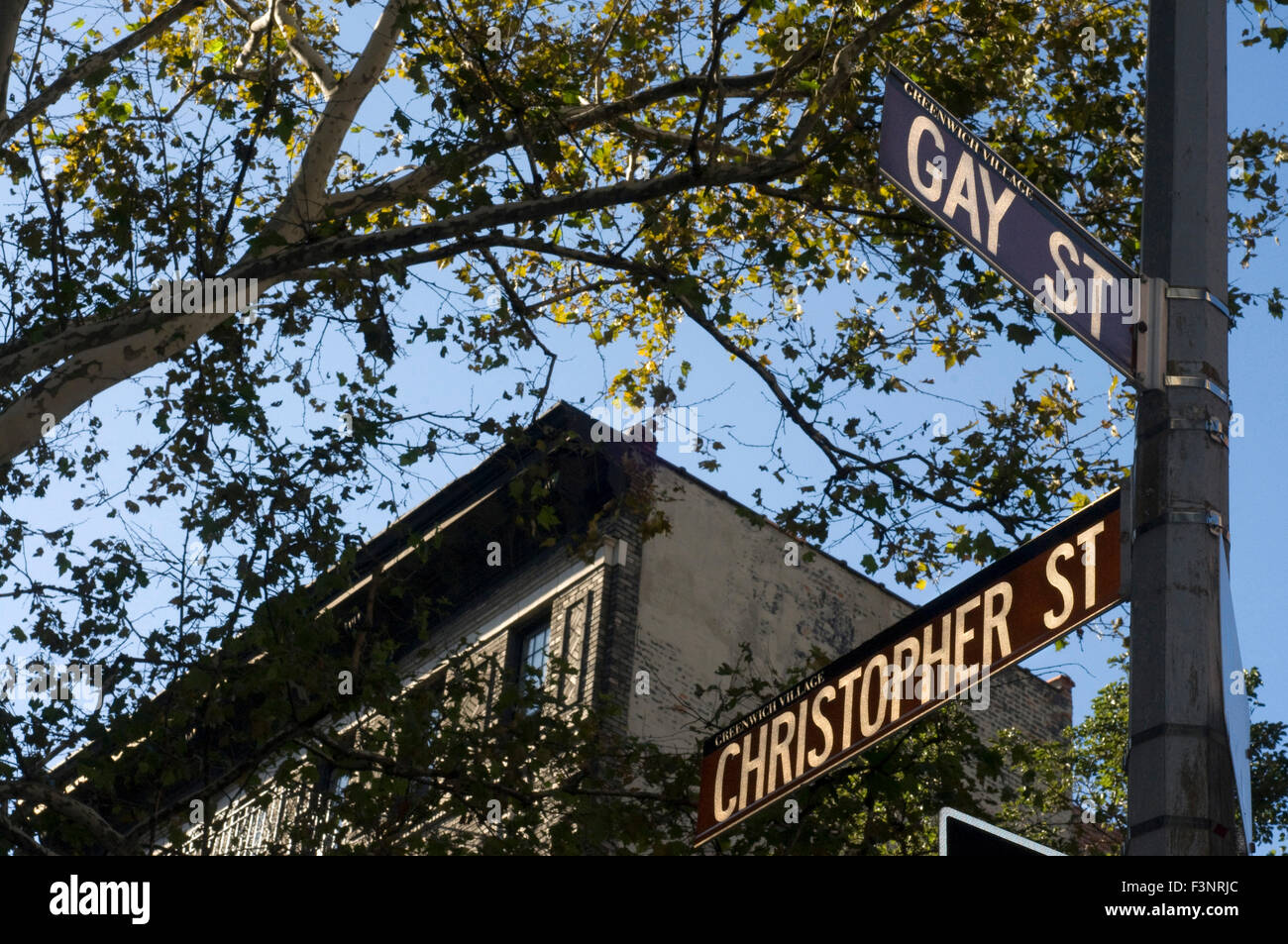 Gay Street in Greenwich Village. Am Ende dieser kleinen Straße in der St. Christopher; 15; bis Anfang 2009 war der berühmte Oscar Stockfoto