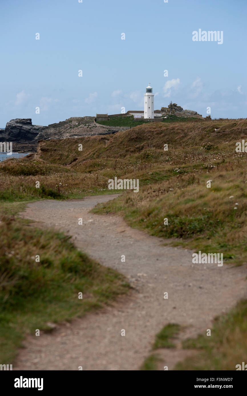 Fußweg in Richtung Godrevy Leuchtturm Stockfoto