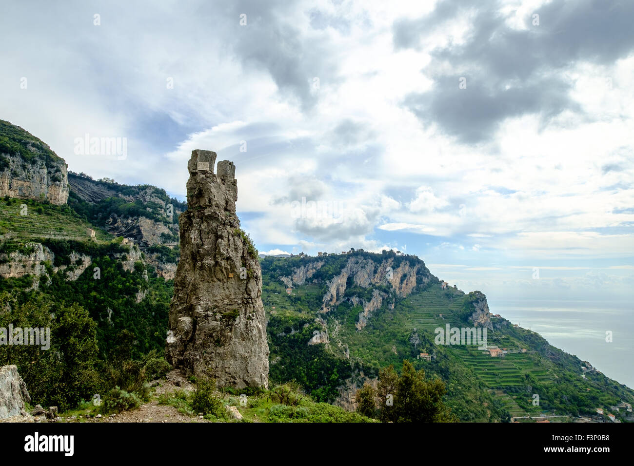 Blick auf die Amalfiküste von der Wanderung der Götter Stockfoto