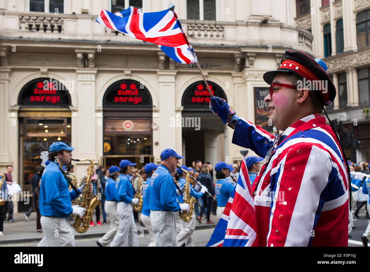 FA-Lun-Gong-Praktizierenden während einer Demonstration, London, Großbritannien Stockfoto