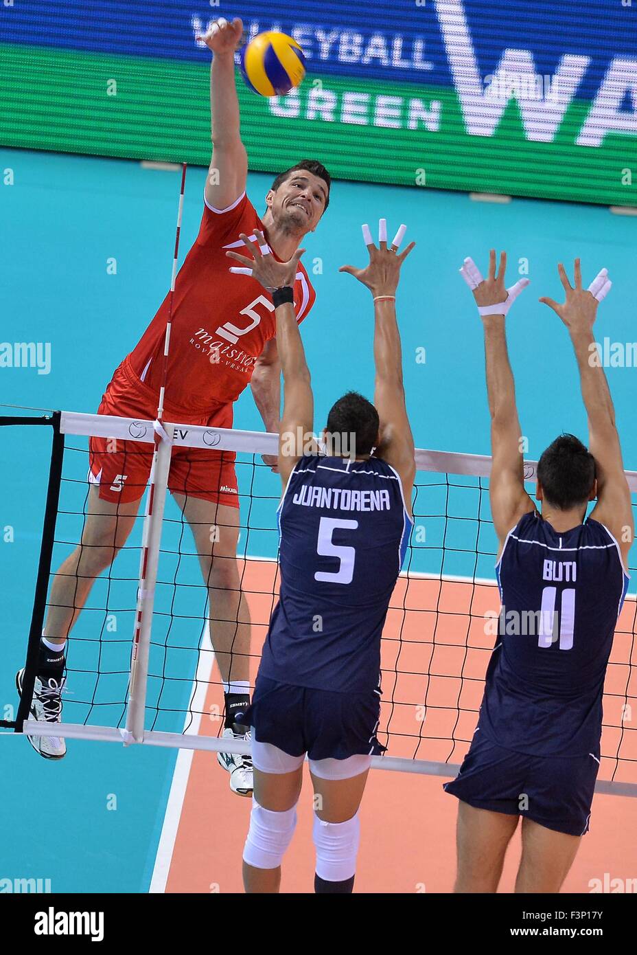 Turin, Italien. 10. Oktober 2015. 2015 Herren Europäischen Volleyball-Meisterschaft - Pool B: Kroatien vs. Italien bei Palavela, Turin (Italien) Stockfoto