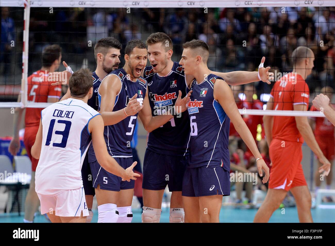 Turin, Italien. 10. Oktober 2015. 2015 Herren Europäischen Volleyball-Meisterschaft - Pool B: Kroatien vs. Italien bei Palavela, Turin (Italien) Stockfoto