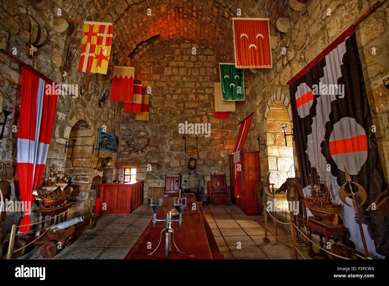 Innenraum des Turmes Englisch auf der Burg von St. Peter, Bodrum, Mugla, Türkei. Der Turm war Heimat für die englischen Ritter. Stockfoto