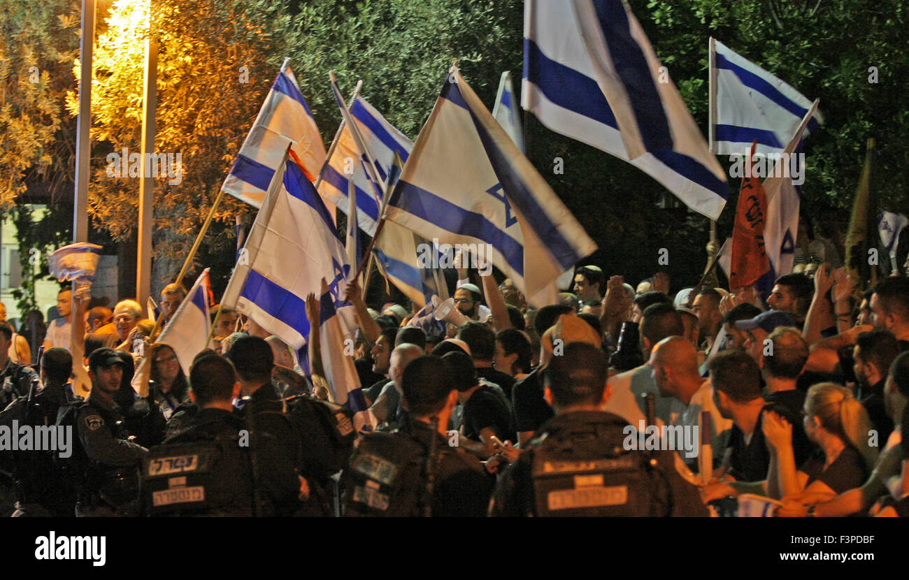 Pro-palästinensische Demonstration in Haifa, Israel fand am 10. Oktober 2015 statt protestieren die israelische Antwort auf Terrorismus und Messerstechereien in Jerusalem, Israel und dem Westjordanland. Stockfoto