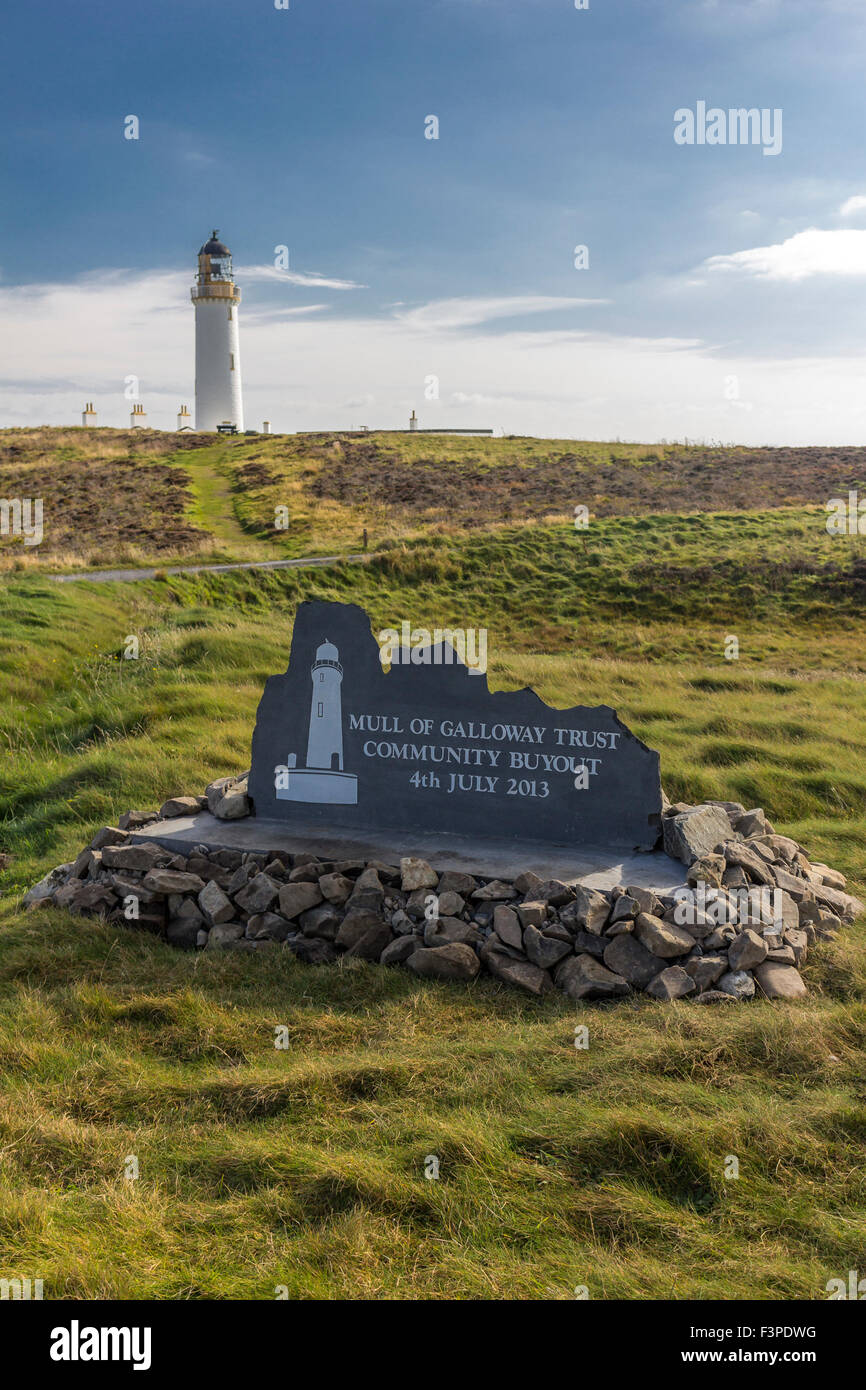 Gedenktafel in Dumfries 2013 Gemeinschaft Buyout der Mull of Galloway Leuchtturm (und Umland) zeigen und Stockfoto