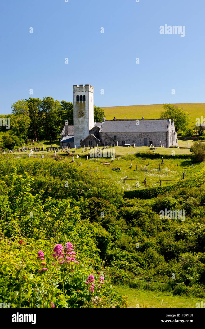 Die Pfarrkirche in Manorbier Pembrokeshire, Wales, UK Stockfoto