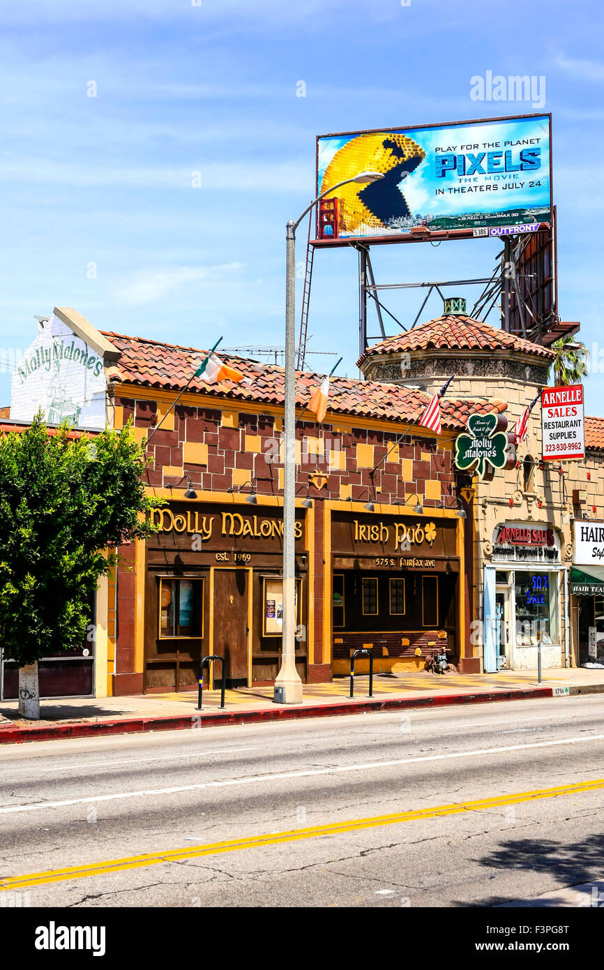 Malone es Irish Pub auf der Fairfax Avenue in der Innenstadt von Los Angeles Stockfoto