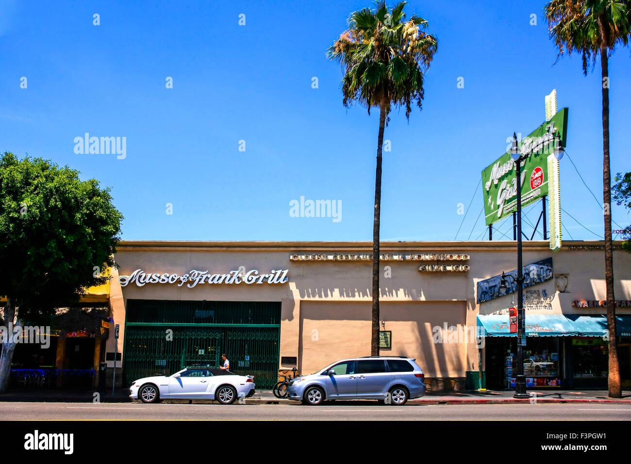 Musso und Frank Grill auf dem Hollywood Boulevard in Los Angeles CA Stockfoto