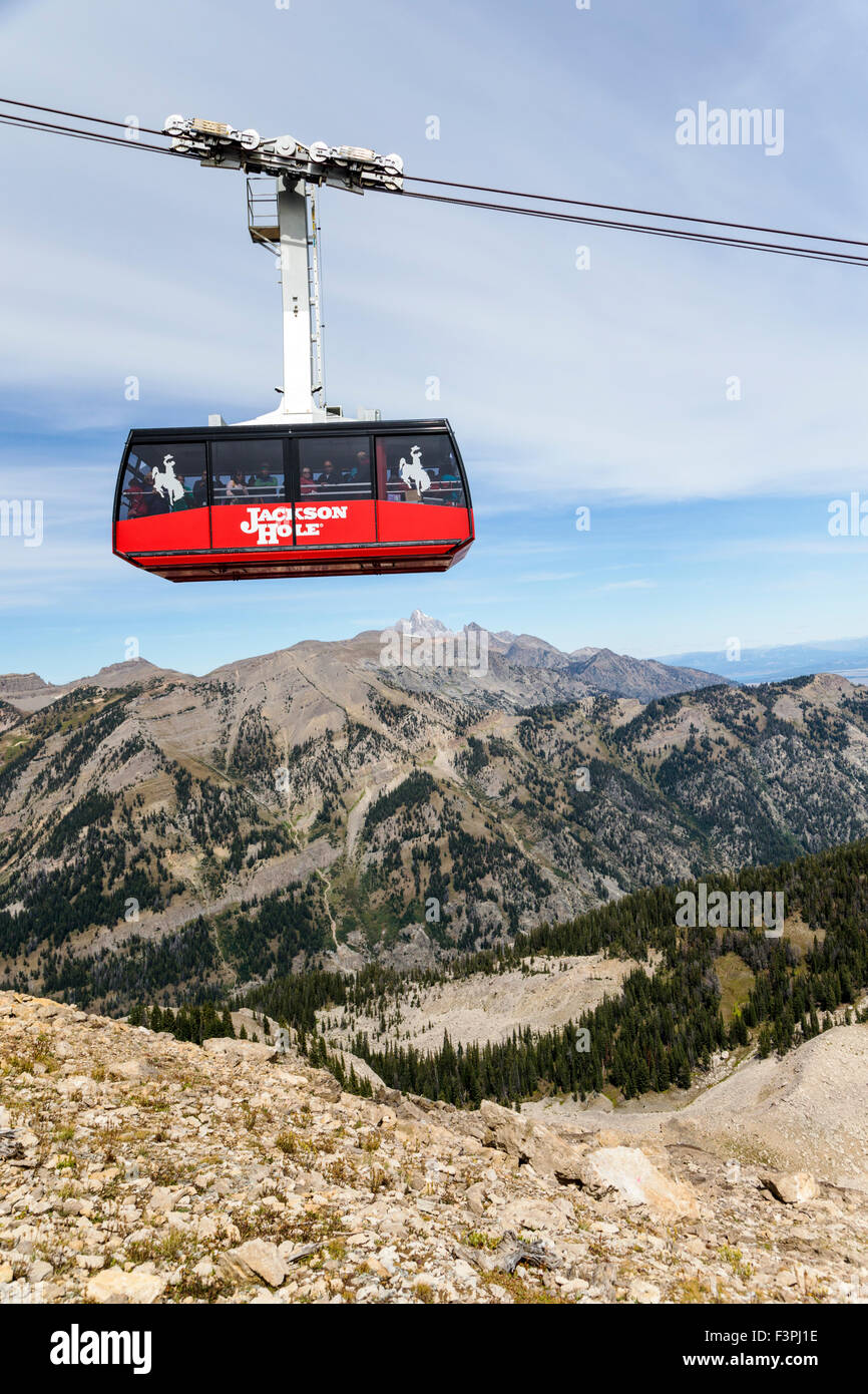 Schwebebahn Transporte Sommer Besucher auf den Berggipfel; Jackson Hole Mountain Resort; Wyoming; USA Stockfoto