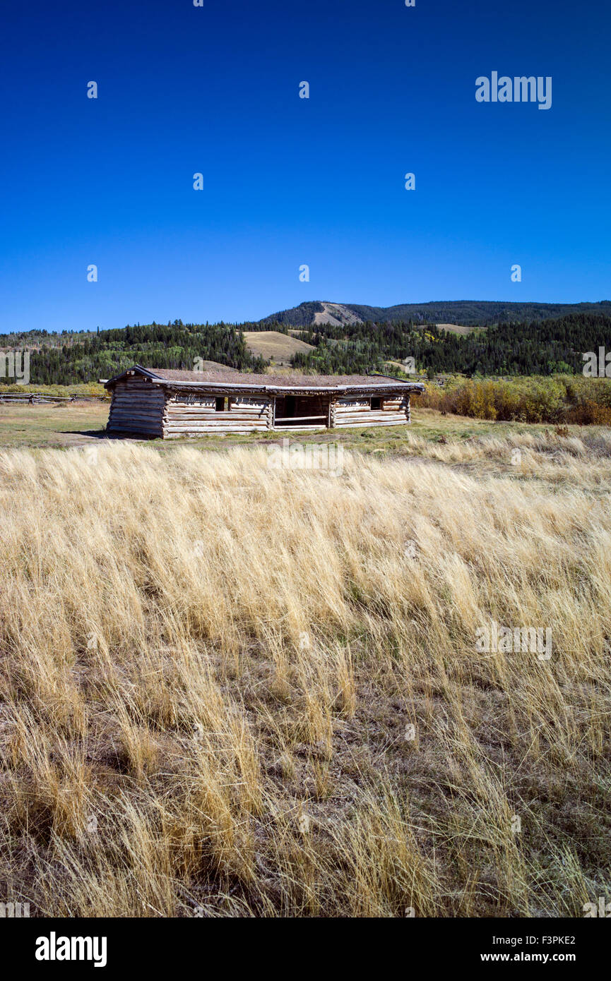 Historischen J. Pierce Cunningham Hütte; Bar fliegen U Ranch; Grand Teton Nationalpark, Wyoming; USA Stockfoto