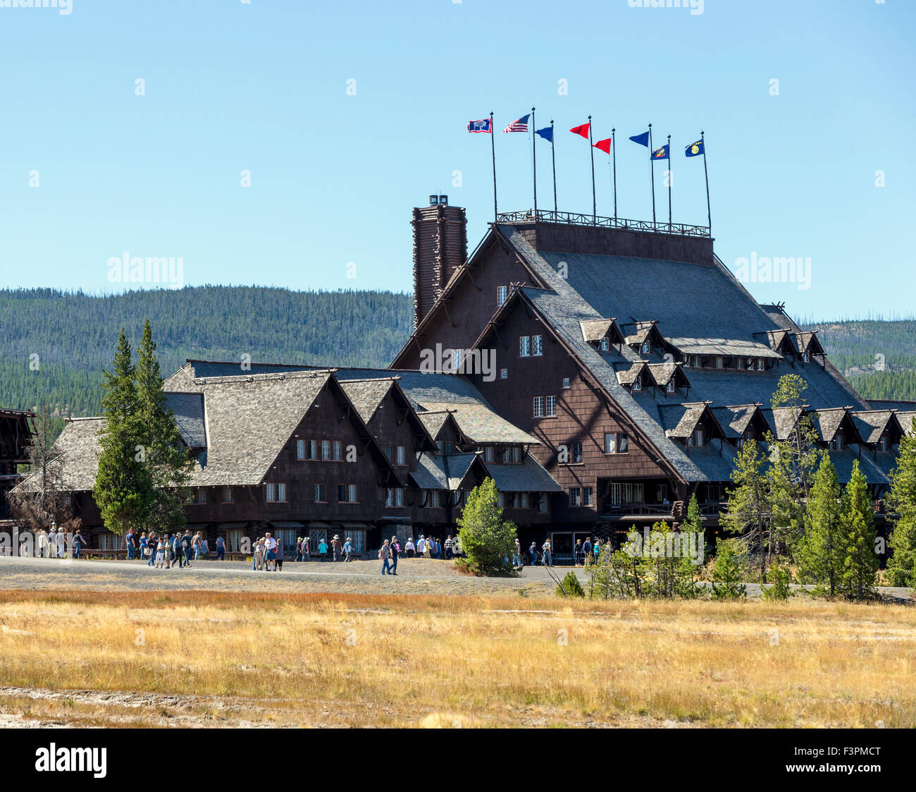 InnOld treu Lodge; Yellowstone-Nationalpark; Wyoming; USA Stockfoto