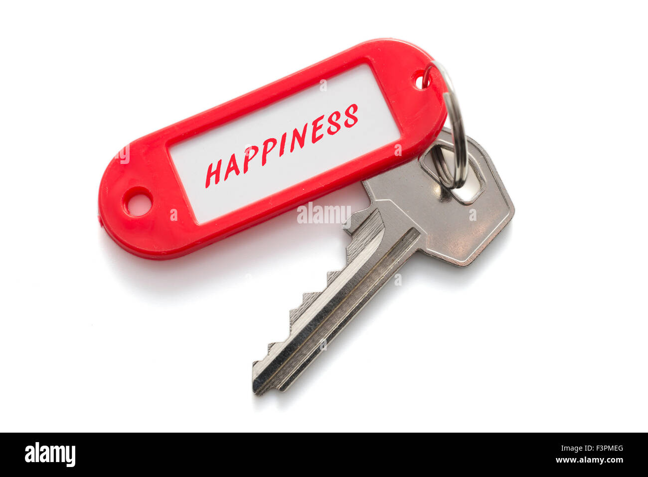 Schlüssel zum Glück. Isoliert auf weiß Stockfoto