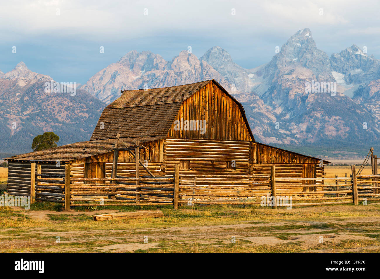 Historische John Moulton Homestead (c 1910), Mormonen Zeile Historic District, Grand-Teton-Nationalpark, Wyoming, USA Stockfoto