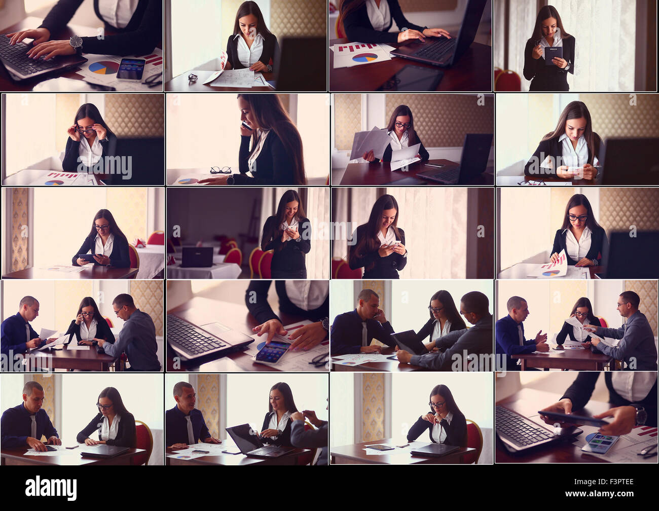 Sammlung von Fotos zum Thema Business-Frau mit einem l Set Stockfoto