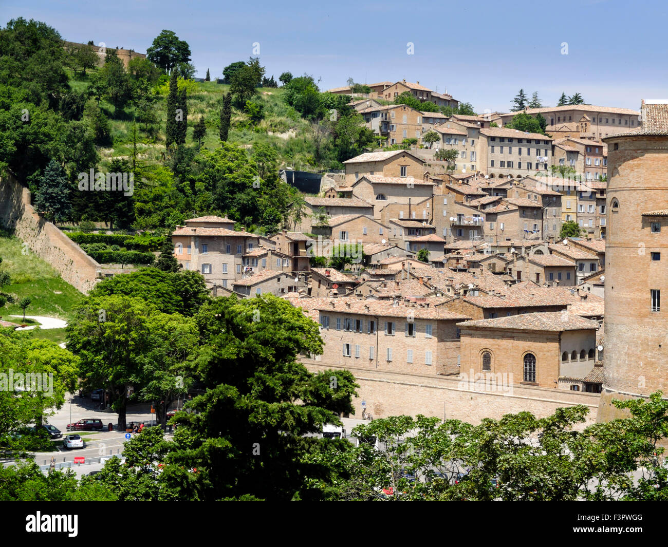 Italien, Emilia-Romagna, Urbino - die historischen Backstein-Architektur. Stockfoto