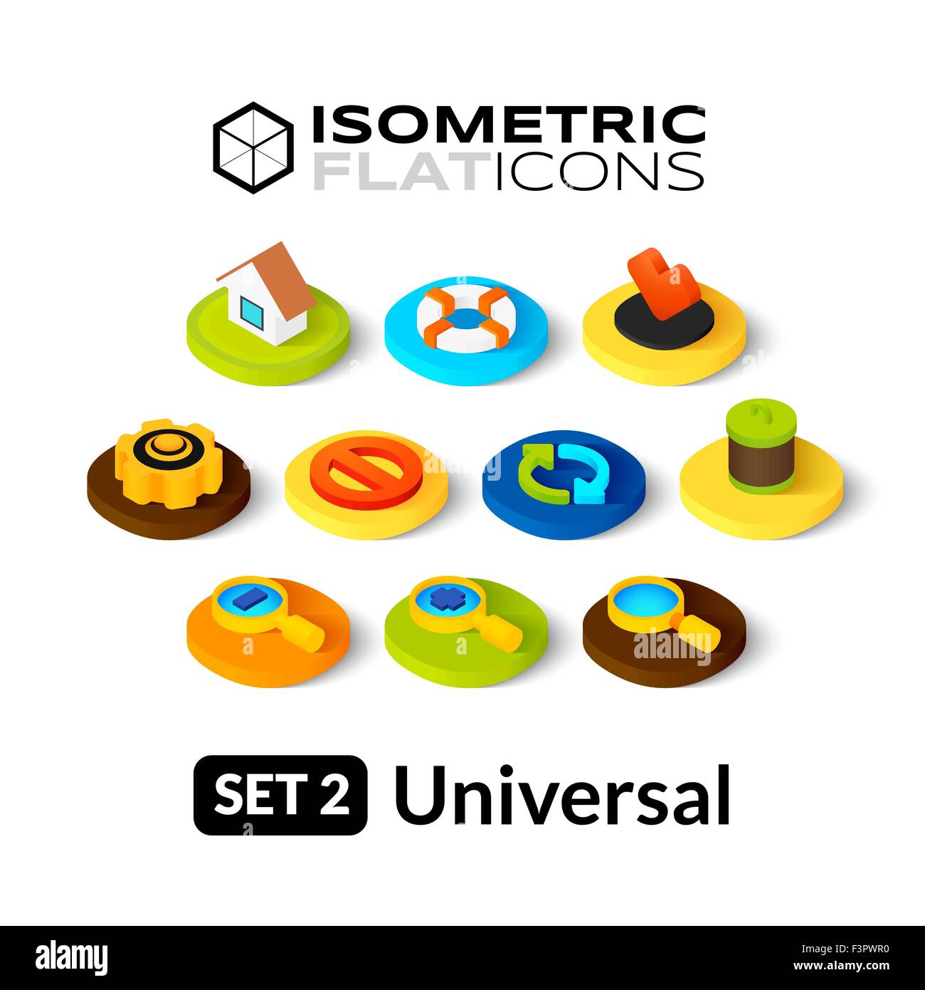 Isometrische flache Icons set 2 Stock Vektor