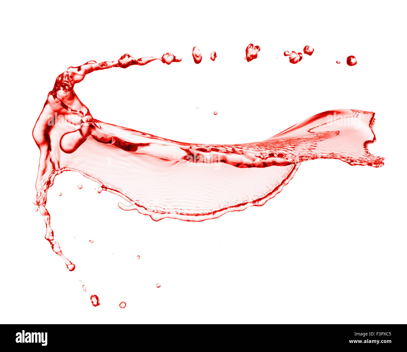 Rot Wein Splash auf dem weißen Hintergrund isoliert. Stockfoto