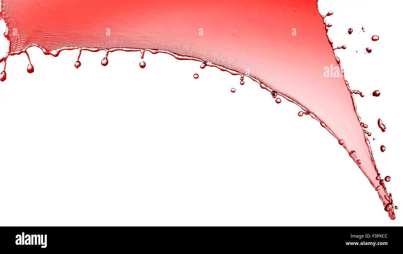 Rot Wein Splash, isoliert auf weißem Hintergrund. Stockfoto