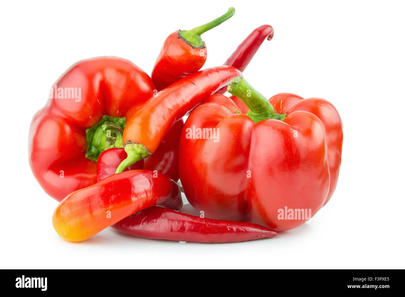 kühl Paprika mit Paprika auf dem weißen Hintergrund isoliert. Stockfoto