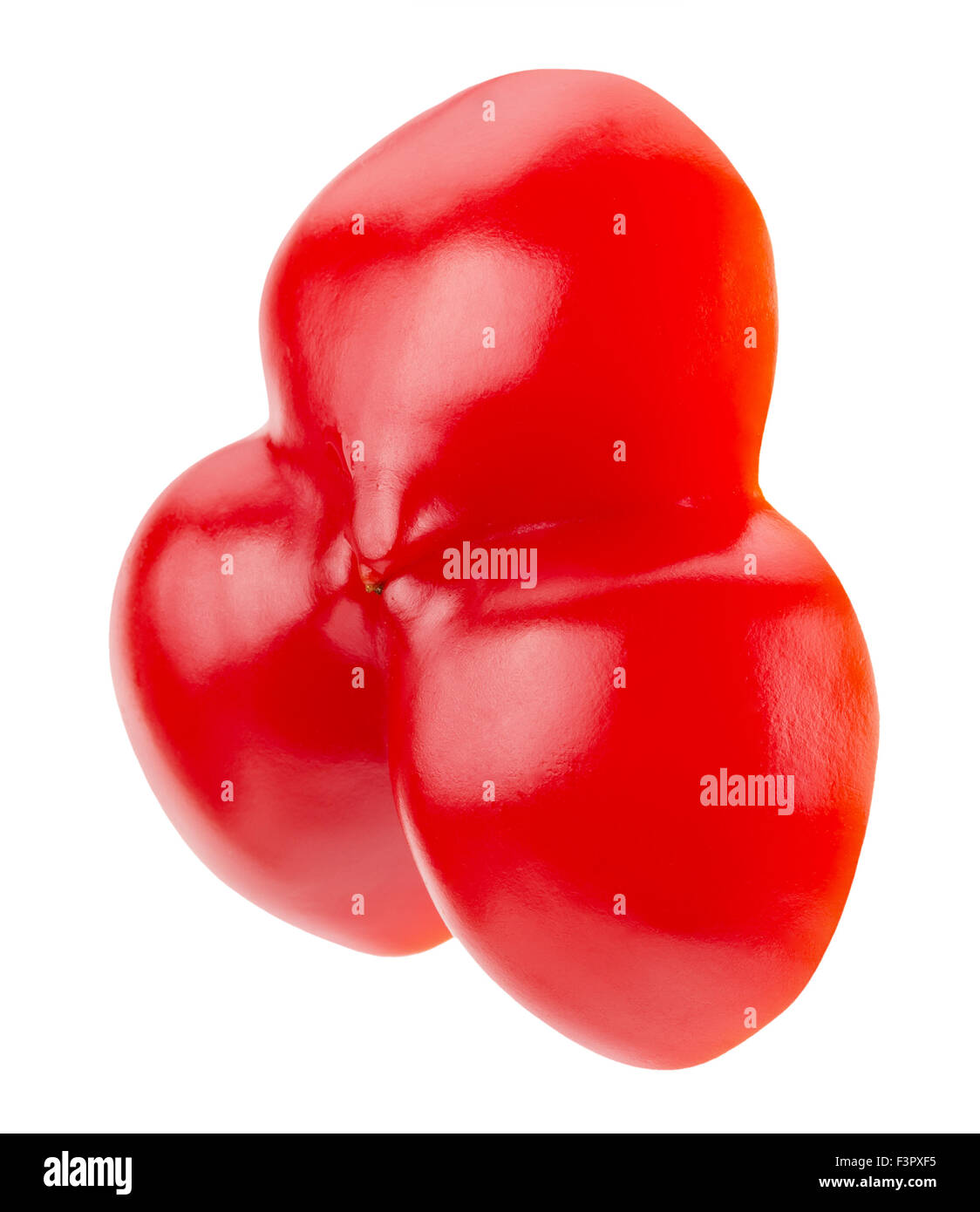 Schneiden Sie die Paprika auf dem weißen Hintergrund isoliert. Stockfoto