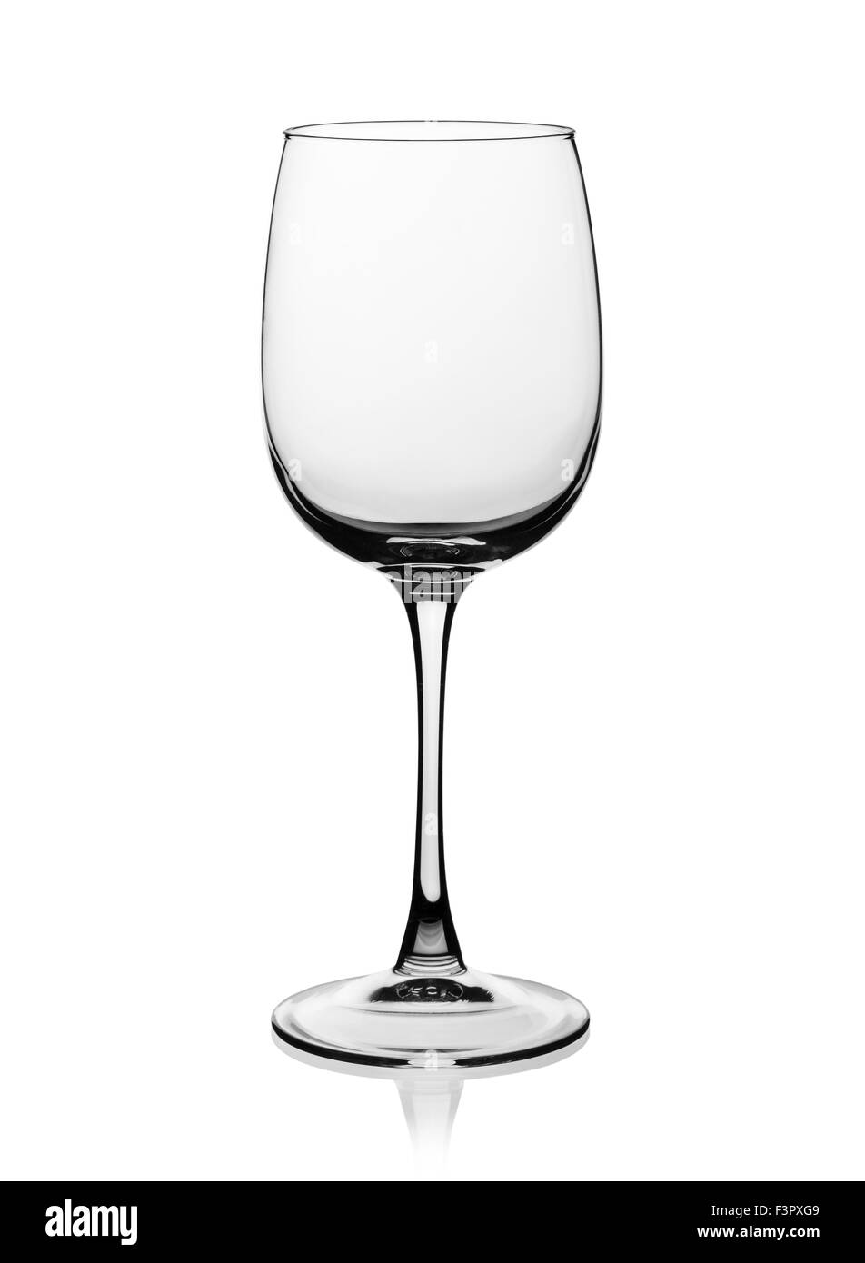Leere Glas Wein auf dem weißen Hintergrund isoliert. Stockfoto