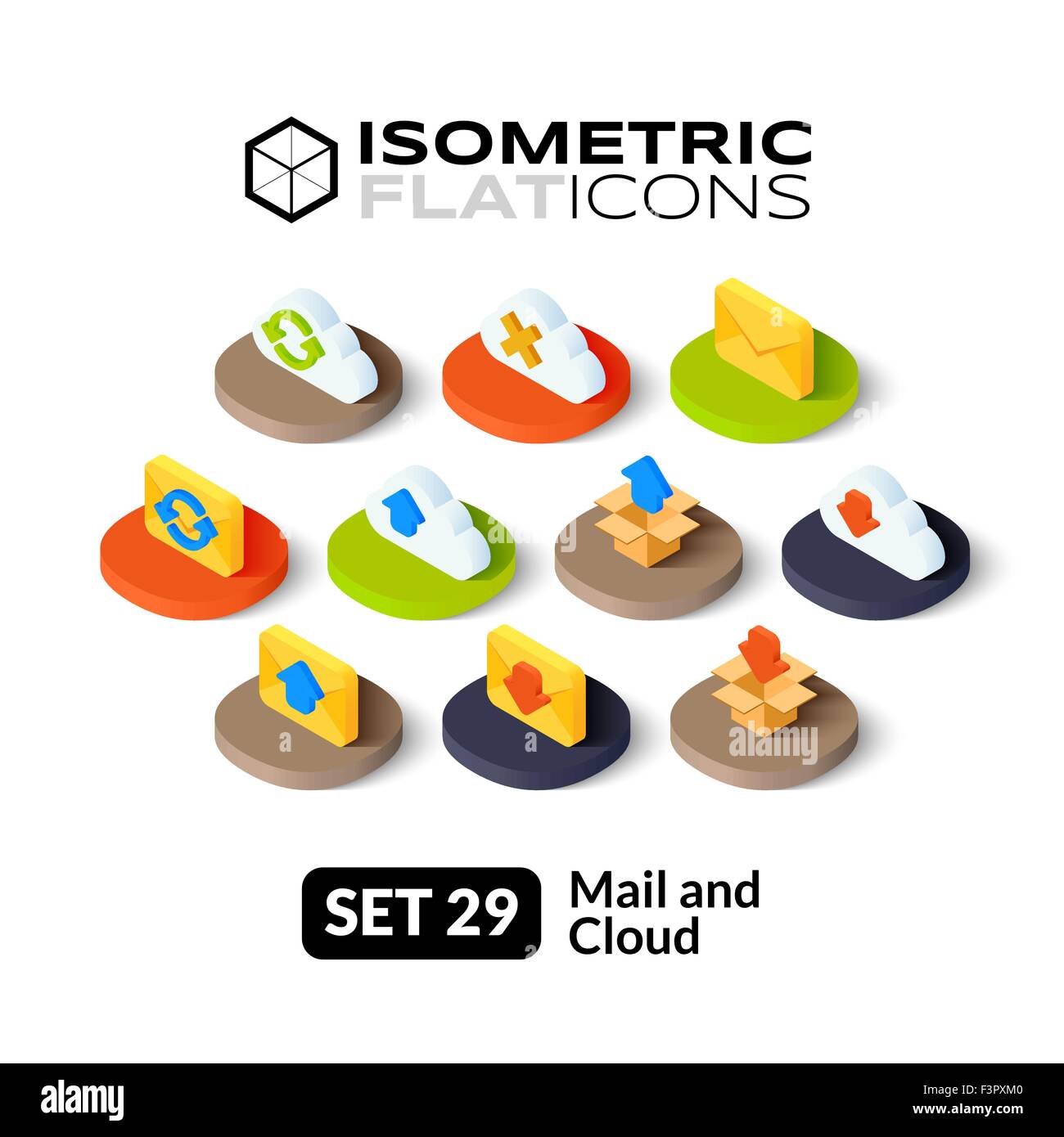 Isometrische flache Icons set 29 Stock Vektor