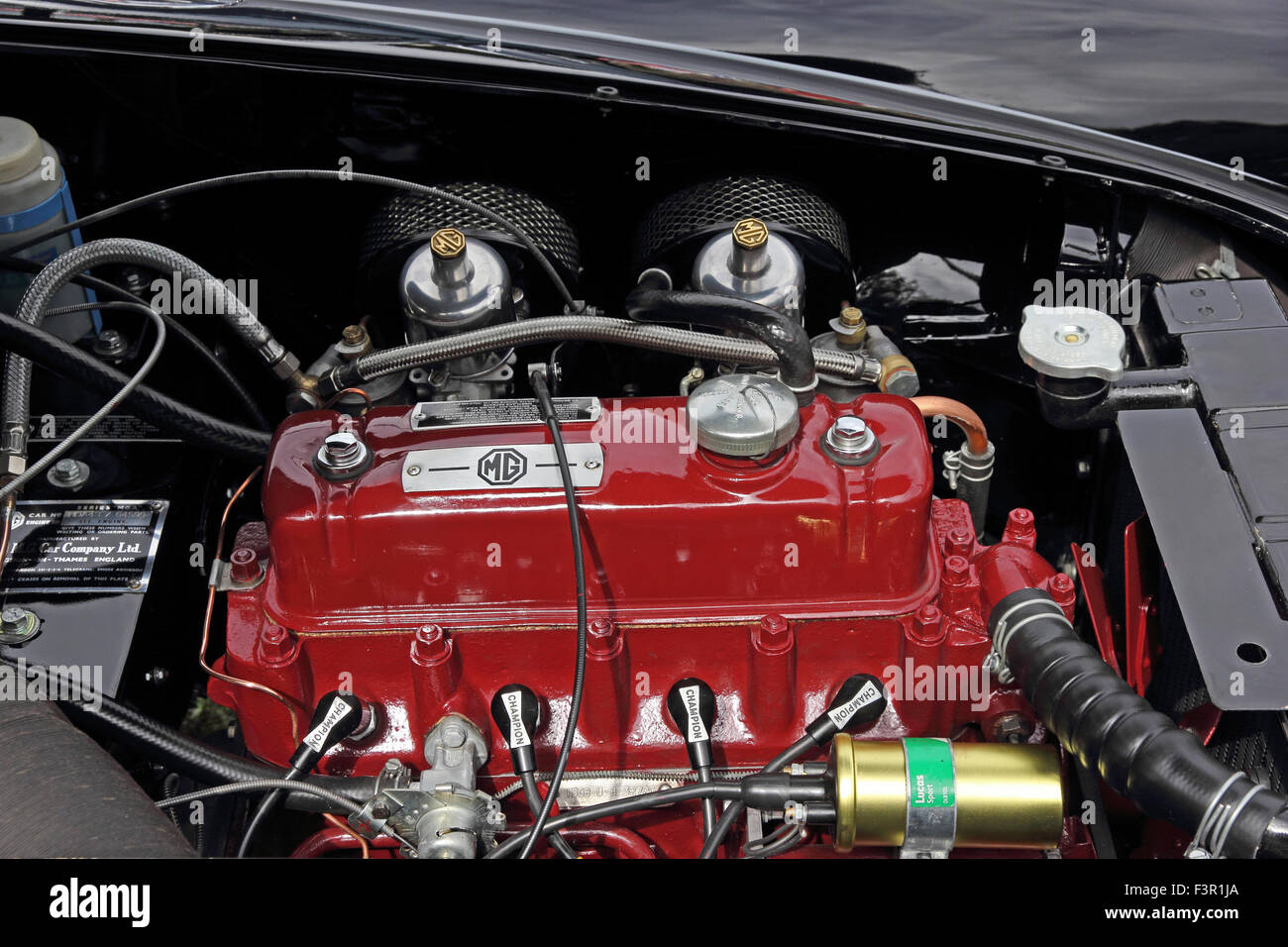 Motorraum des Jahres 1959 MG A Roadster Stockfoto