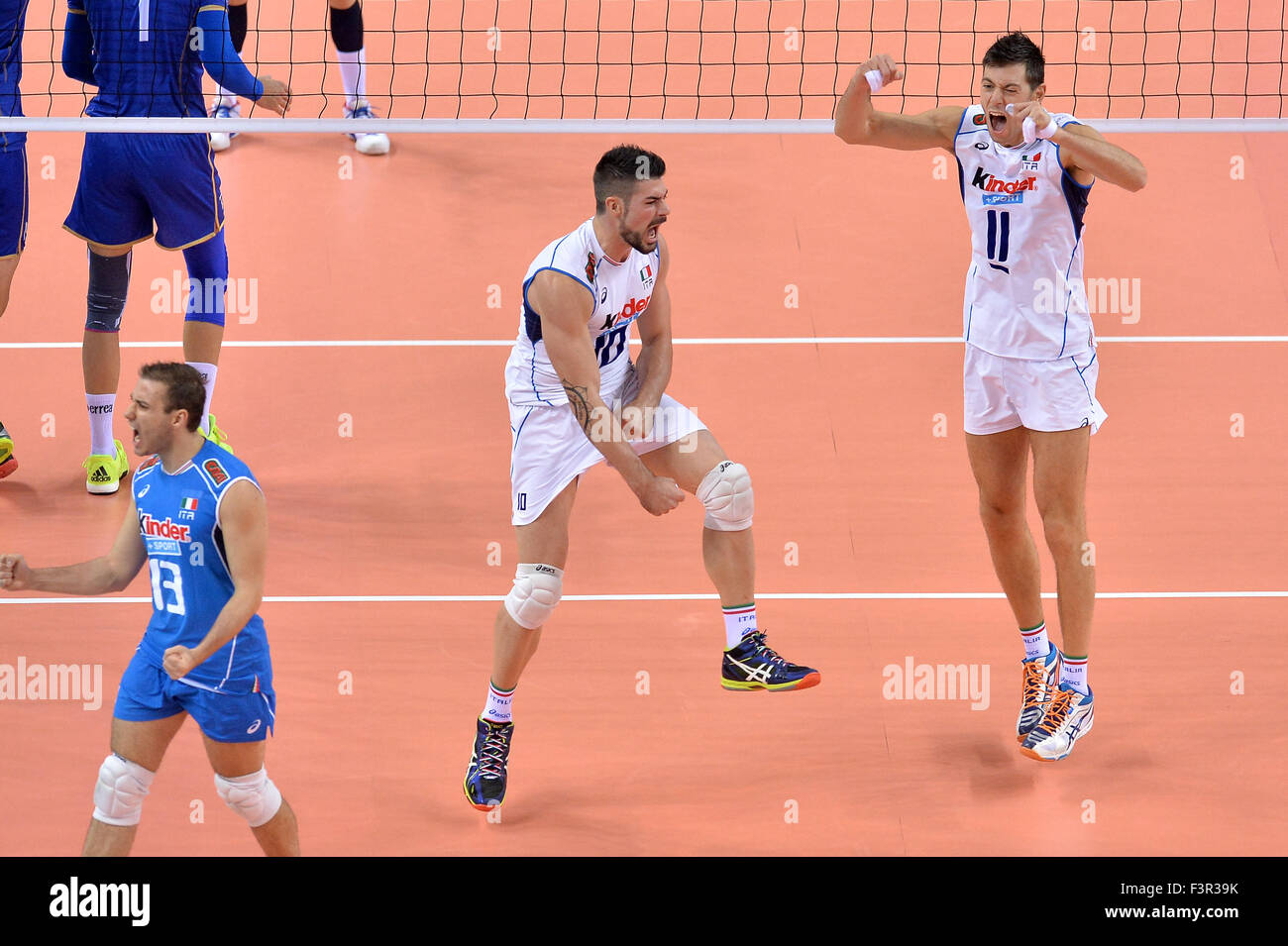 Turin, Italien. 11. Oktober 2015. 2015 Herren Europäischen Volleyball-Meisterschaft - Pool B: Frankreich gegen Italien am Palavela, Turin (Italien), Stockfoto