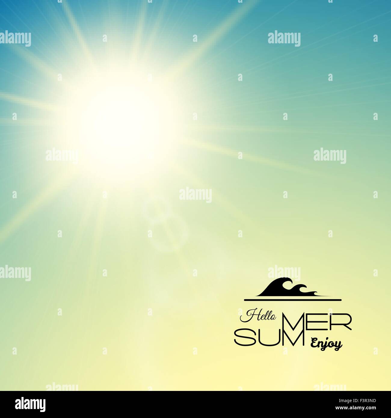 Sommer Hintergrund, Sommersonne mit Blendenfleck Stock Vektor