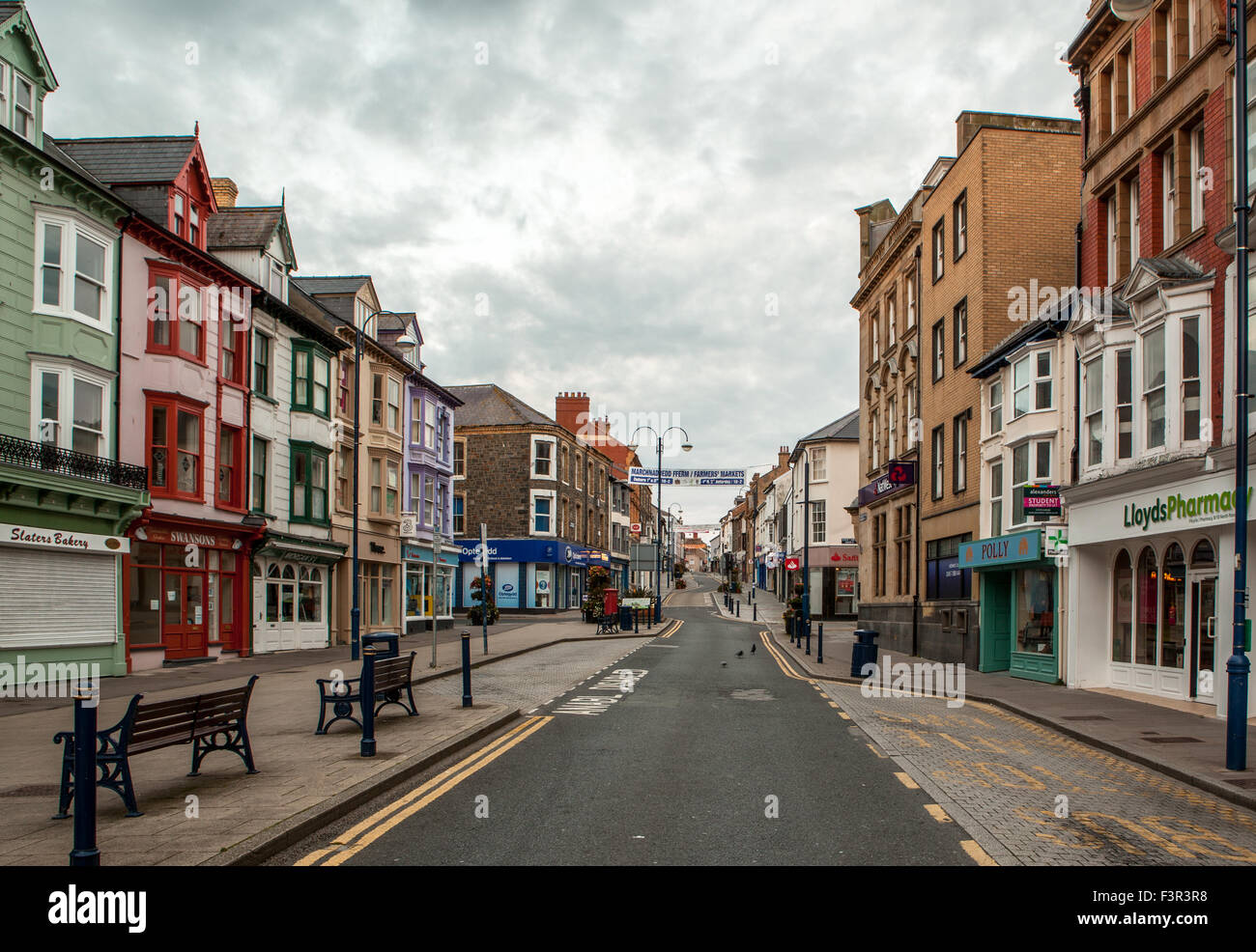 North Parade und große Darkgate Straße Aberystwyth Wales UK Stockfoto