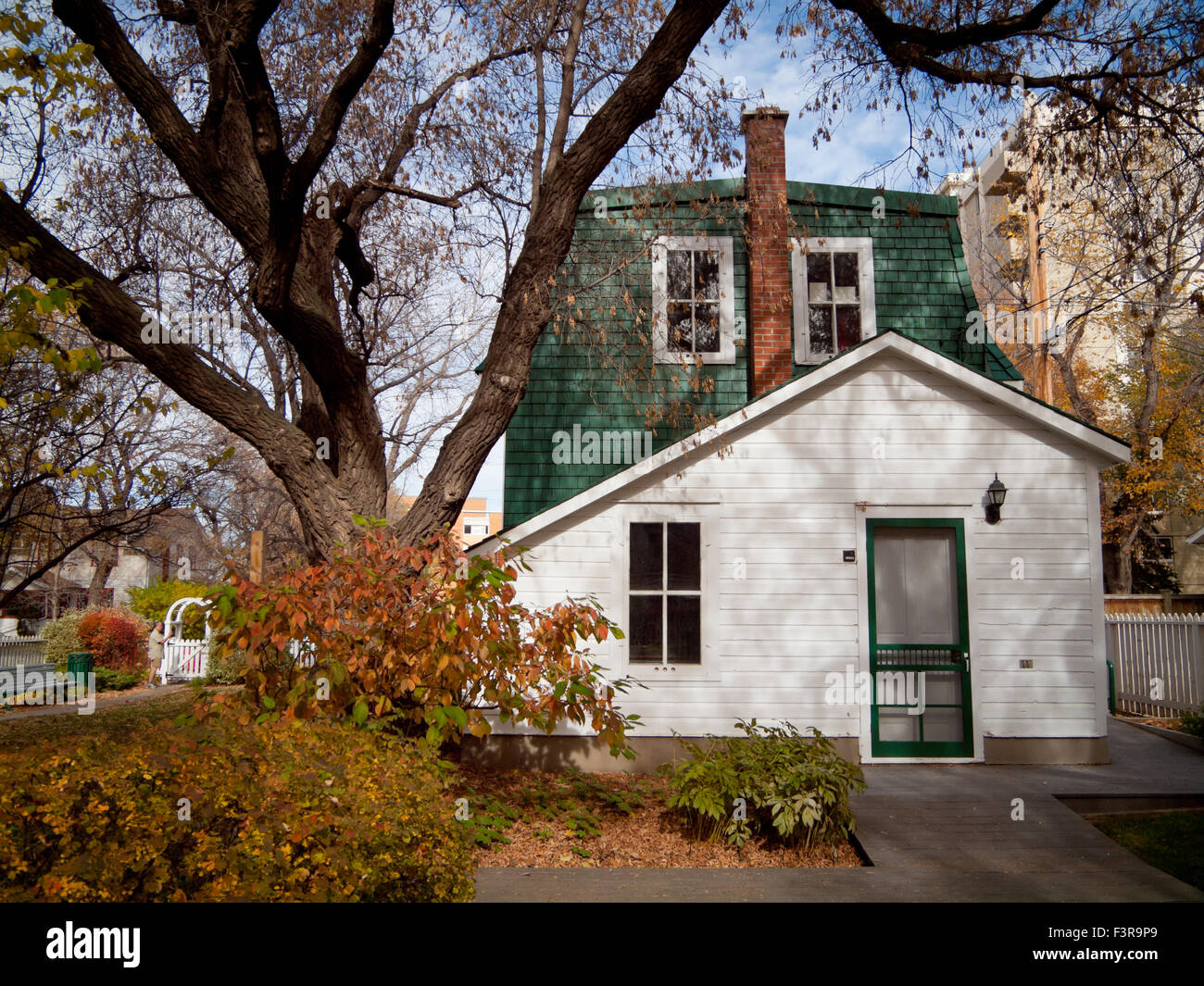 Ein Blick auf die Marr Residence und Marr Garten, eine historische Stätte in Saskatoon, Saskatchewan, Kanada. Stockfoto