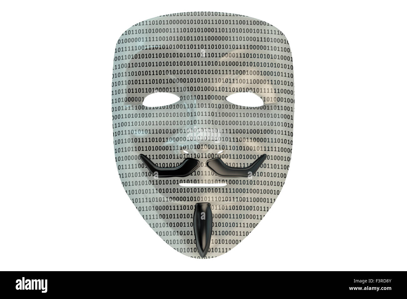 Anonym-Maske, Hacker Konzept isoliert auf weißem Hintergrund Stockfoto
