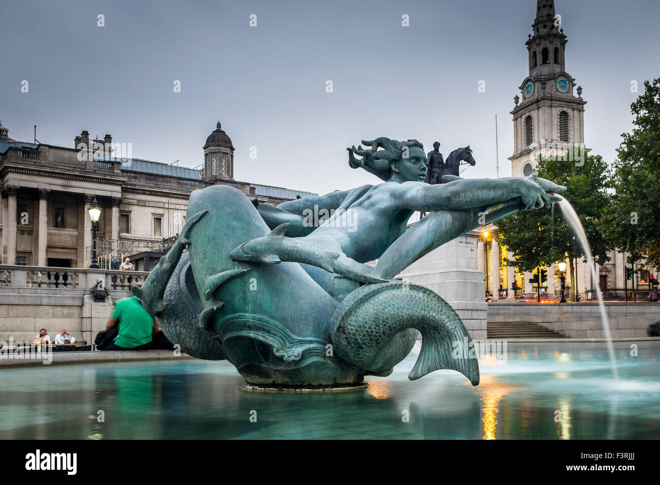 Brunnen am Trafalgar Square in London, Vereinigtes Königreich Stockfoto